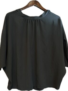 Women's Black Relaxed Tunic Top with Scoop Neck